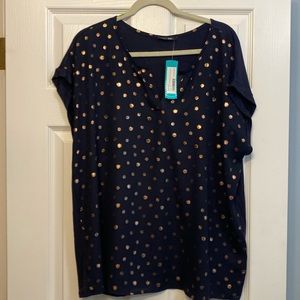 NWT Papermoon Reece Mixed Material Foil Print Blouse 2X